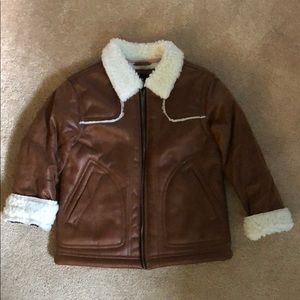 Child brown leather/fleece coat!
